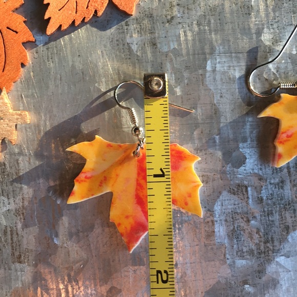 Leaf Acrylic Earrings - Picture 6 of 7